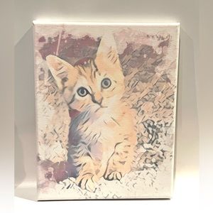 Watercolored kitten canvas